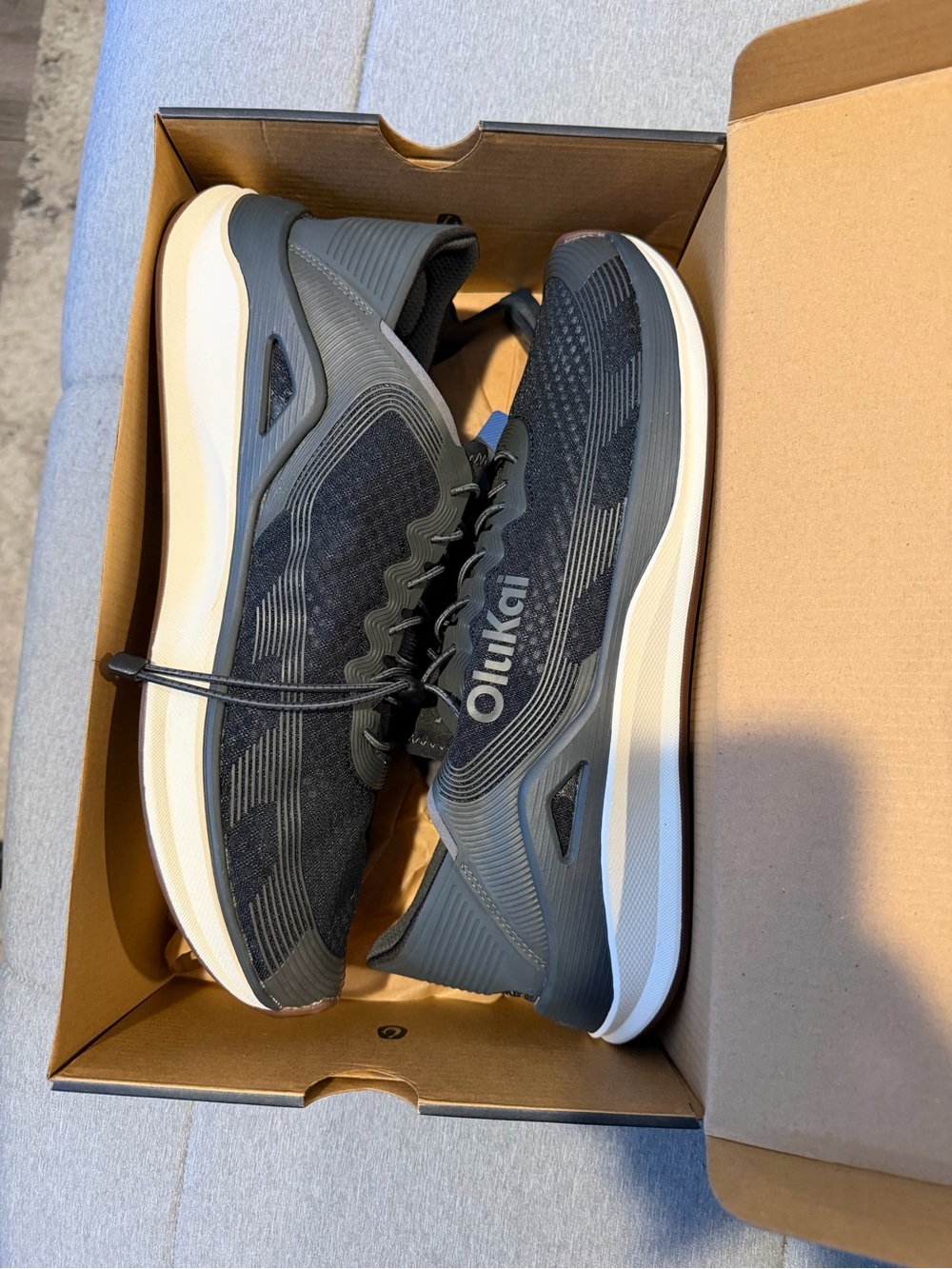 OluKai Men's Ahi Black Athletic Trainer with Cream Midsole